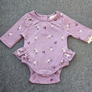 New Disney baby girl onesie, Newborn floral onesie, purple baby girl clothes